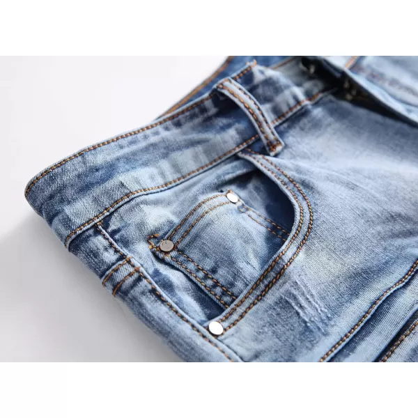 chouyatou Mens Cool Stylish Wrinkle Performance Slim Ripped Denim ShortsColor03
