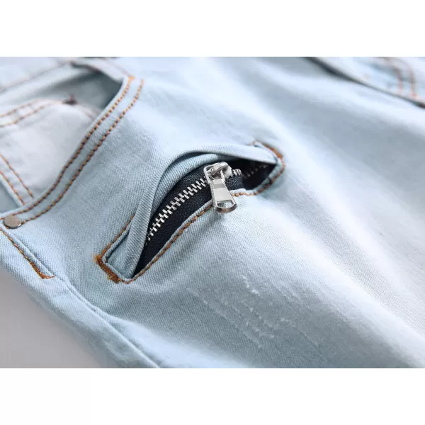 chouyatou Mens Cool Stylish Wrinkle Performance Slim Ripped Denim ShortsColor04