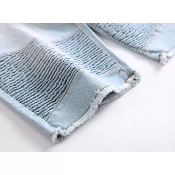 chouyatou Mens Cool Stylish Wrinkle Performance Slim Ripped Denim ShortsColor04