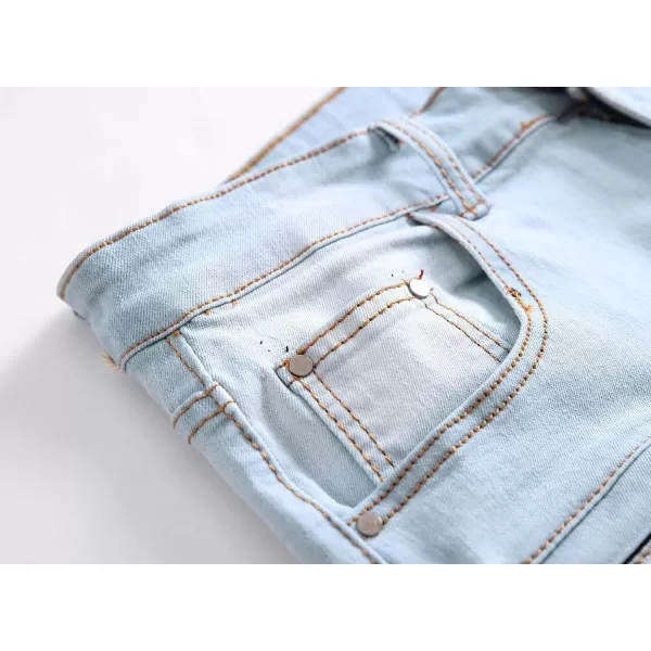 chouyatou Mens Cool Stylish Wrinkle Performance Slim Ripped Denim ShortsColor04