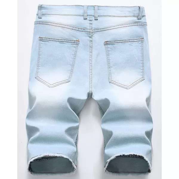 chouyatou Mens Cool Stylish Wrinkle Performance Slim Ripped Denim ShortsColor04