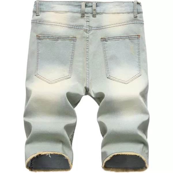 chouyatou Mens Cool Stylish Wrinkle Performance Slim Ripped Denim ShortsColor05
