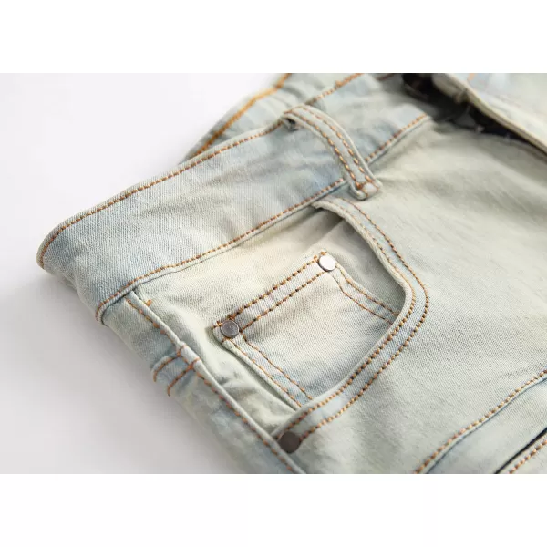 chouyatou Mens Cool Stylish Wrinkle Performance Slim Ripped Denim ShortsColor05