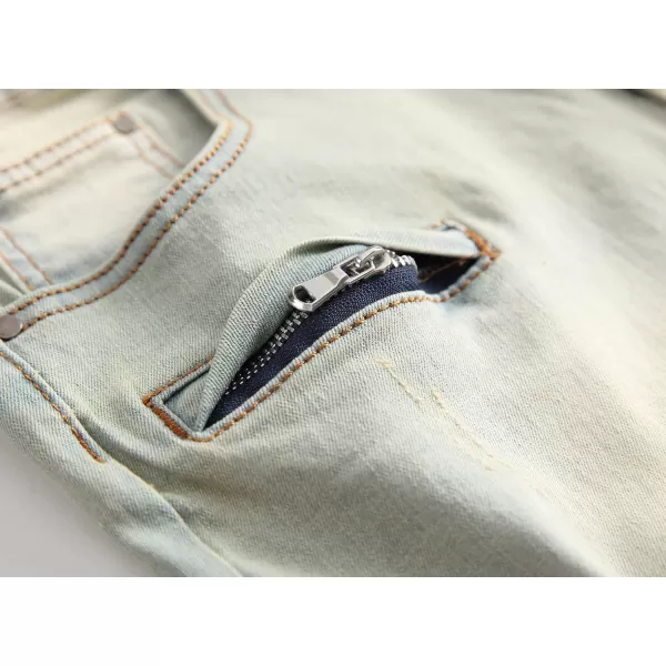 chouyatou Mens Cool Stylish Wrinkle Performance Slim Ripped Denim ShortsColor05