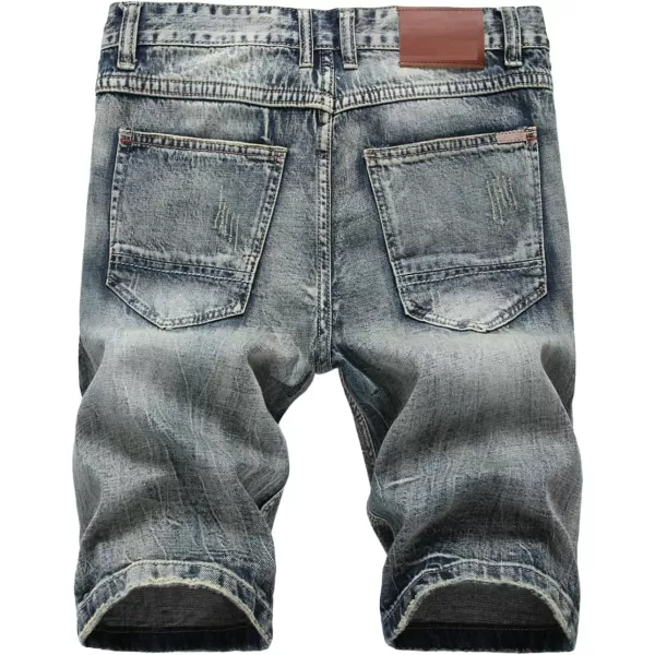 chouyatou Mens Cool Stylish Wrinkle Performance Slim Ripped Denim ShortsColor06
