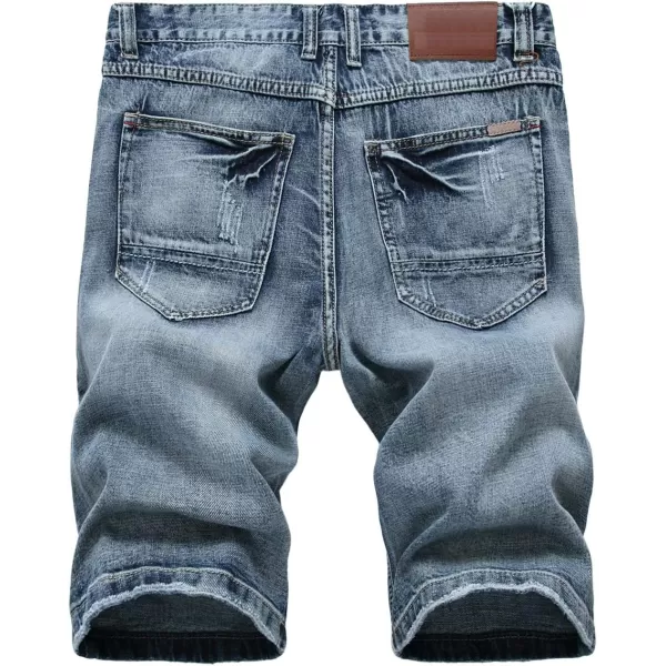 chouyatou Mens Cool Stylish Wrinkle Performance Slim Ripped Denim ShortsColor08