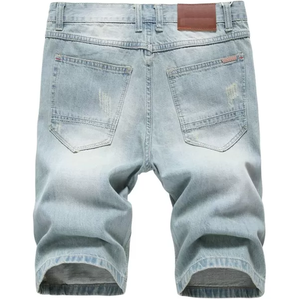 chouyatou Mens Cool Stylish Wrinkle Performance Slim Ripped Denim ShortsColor09