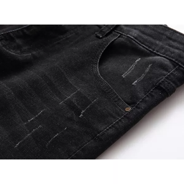 chouyatou Mens Cool Stylish Wrinkle Performance Slim Ripped Denim ShortsColor12