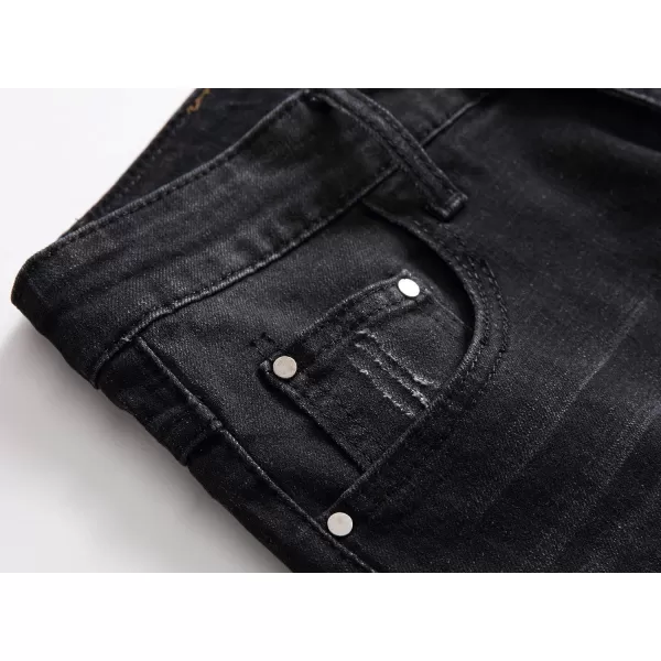 chouyatou Mens Cool Stylish Wrinkle Performance Slim Ripped Denim ShortsColor12