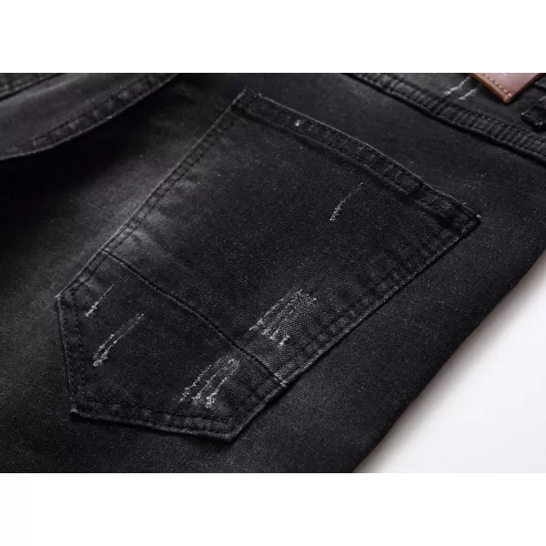 chouyatou Mens Cool Stylish Wrinkle Performance Slim Ripped Denim ShortsColor12