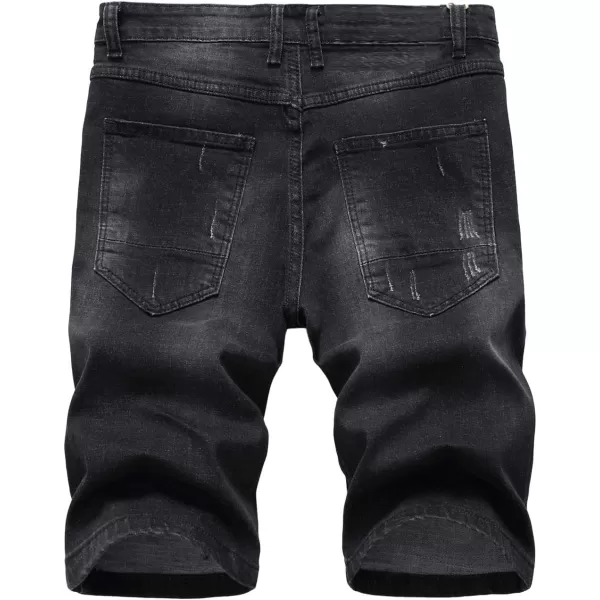chouyatou Mens Cool Stylish Wrinkle Performance Slim Ripped Denim ShortsColor12