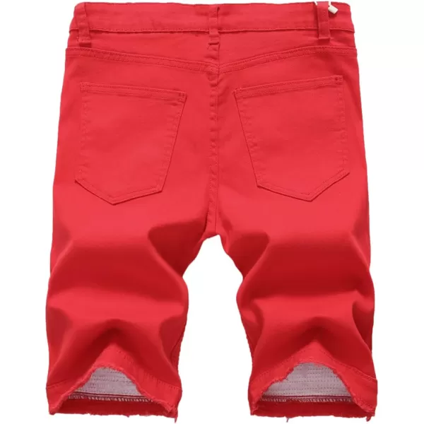 chouyatou Mens Cool Stylish Wrinkle Performance Slim Ripped Denim ShortsRedno Holes