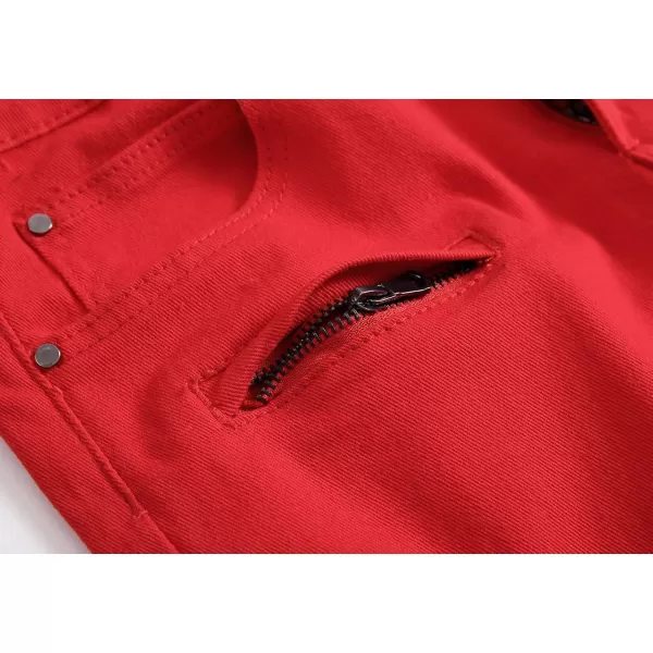 chouyatou Mens Cool Stylish Wrinkle Performance Slim Ripped Denim ShortsRedno Holes