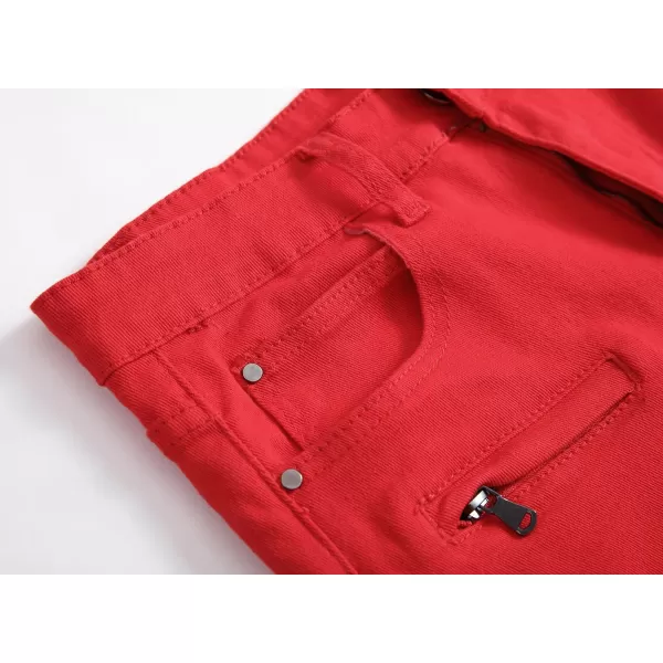 chouyatou Mens Cool Stylish Wrinkle Performance Slim Ripped Denim ShortsRedno Holes