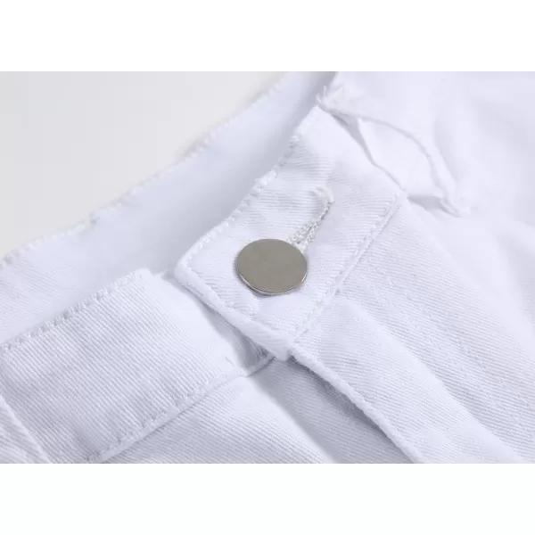 chouyatou Mens Cool Stylish Wrinkle Performance Slim Ripped Denim ShortsWhiteno Holes