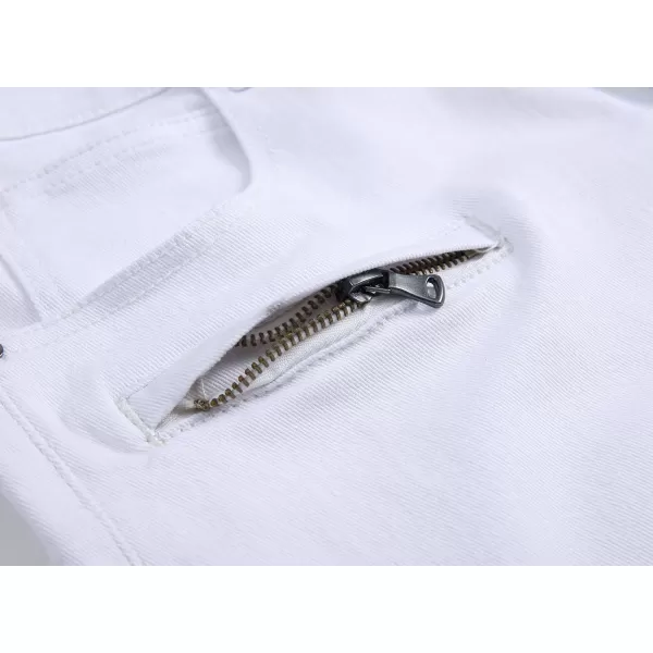 chouyatou Mens Cool Stylish Wrinkle Performance Slim Ripped Denim ShortsWhiteno Holes