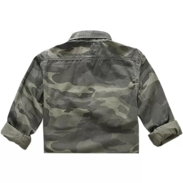chouyatou Mens Outdoor Classic Chest Pocket Cotton Casual Long Sleeve Shirt JacketGreen Camo