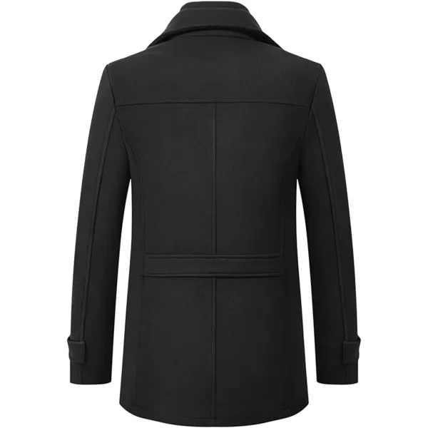 chouyatou Mens Winter Stylish Wool Blend Single Breasted Military PeacoatBlack