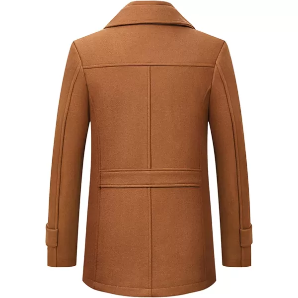 chouyatou Mens Winter Stylish Wool Blend Single Breasted Military PeacoatBrown