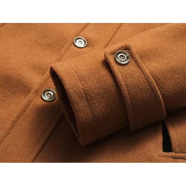 chouyatou Mens Winter Stylish Wool Blend Single Breasted Military PeacoatBrown