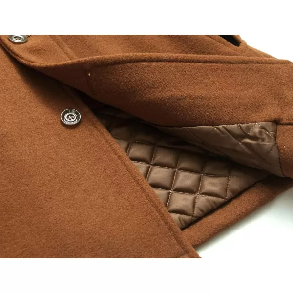 chouyatou Mens Winter Stylish Wool Blend Single Breasted Military PeacoatBrown