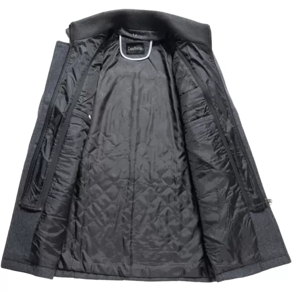 chouyatou Mens Winter Stylish Wool Blend Single Breasted Military PeacoatDark Grey