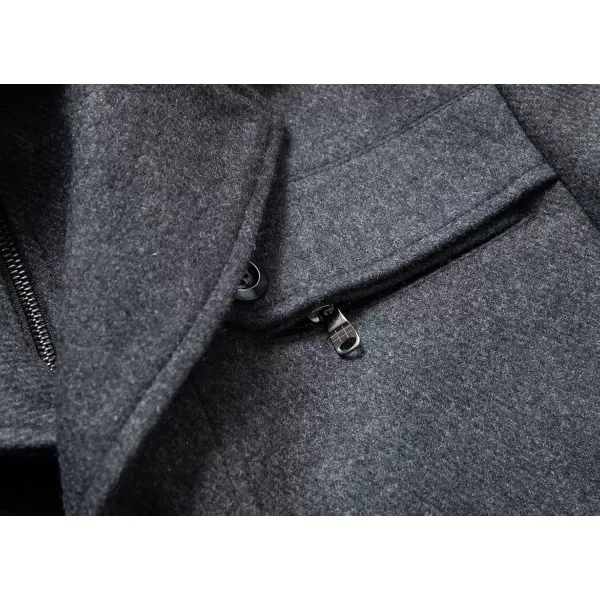 chouyatou Mens Winter Stylish Wool Blend Single Breasted Military PeacoatDark Grey