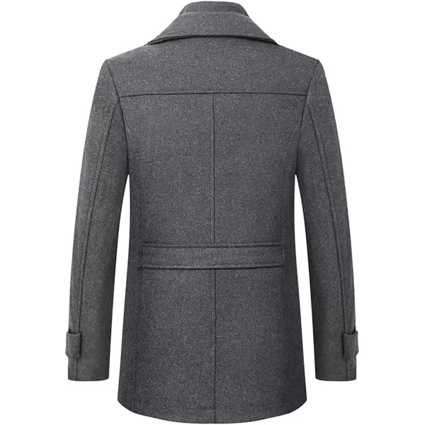 chouyatou Mens Winter Stylish Wool Blend Single Breasted Military PeacoatDark Grey