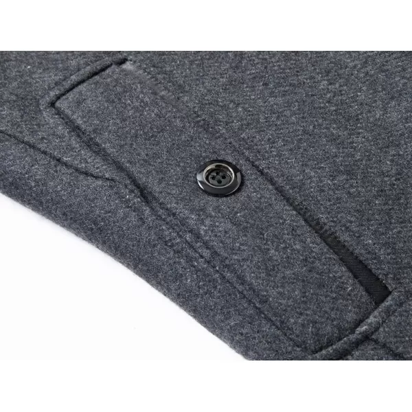 chouyatou Mens Winter Stylish Wool Blend Single Breasted Military PeacoatDark Grey