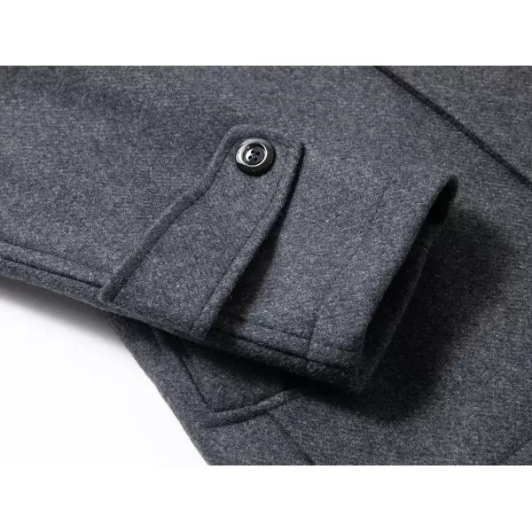 chouyatou Mens Winter Stylish Wool Blend Single Breasted Military PeacoatDark Grey