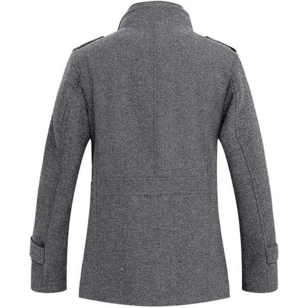 chouyatou Mens Winter Stylish Wool Blend Single Breasted Military PeacoatGray