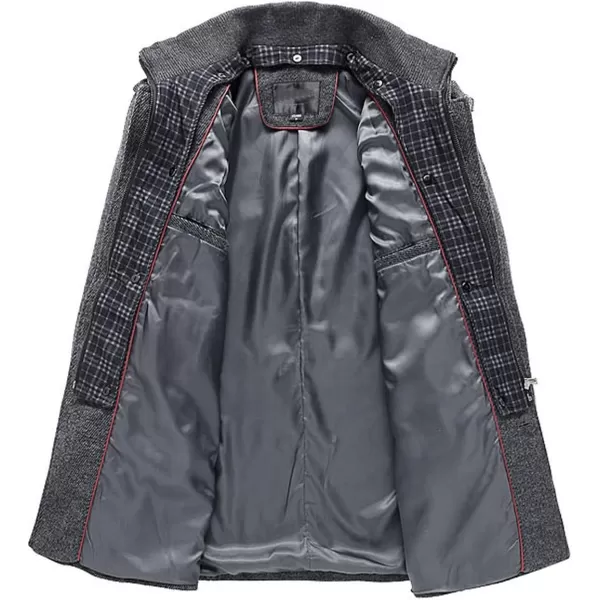 chouyatou Mens Winter Stylish Wool Blend Single Breasted Military PeacoatGray