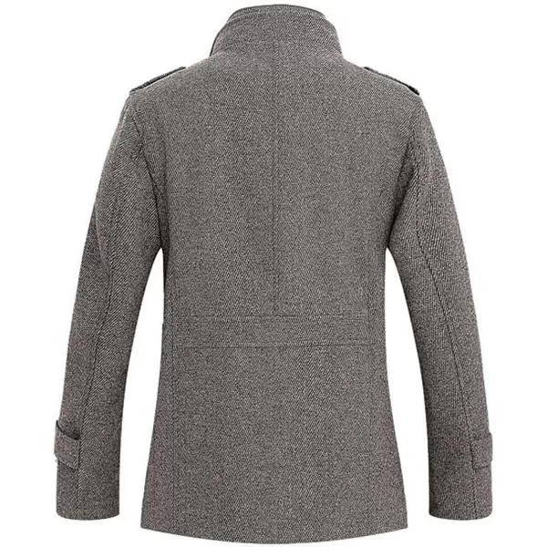 chouyatou Mens Winter Stylish Wool Blend Single Breasted Military PeacoatKhaki