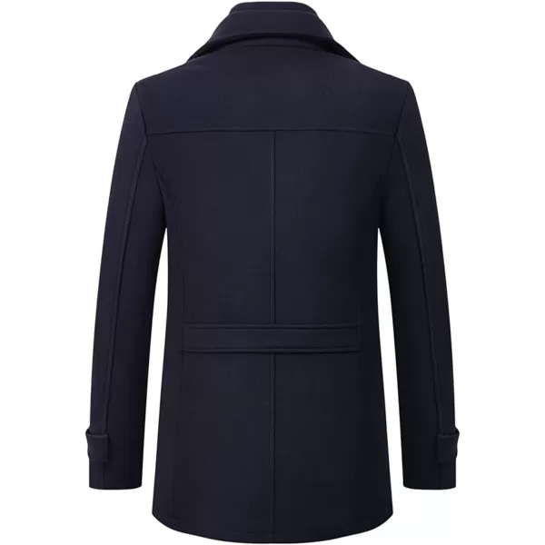 chouyatou Mens Winter Stylish Wool Blend Single Breasted Military PeacoatNavy Blue