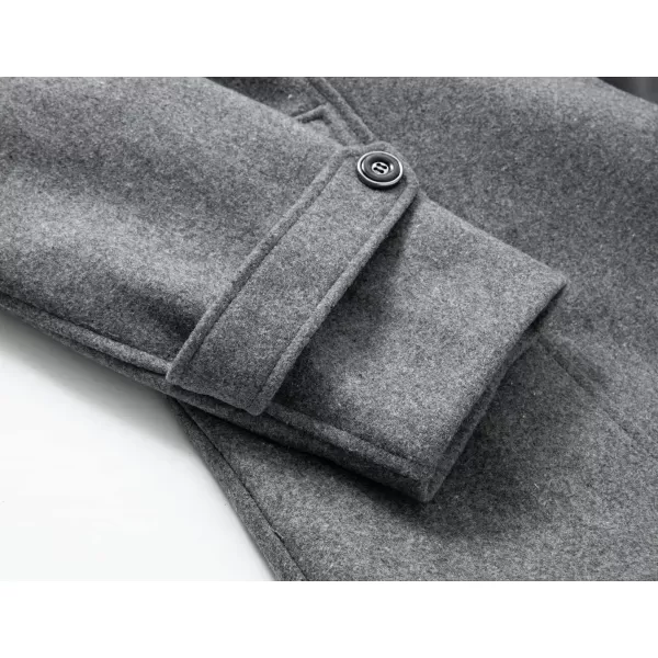 chouyatou Mens Winter Stylish Wool Blend Single Breasted Military PeacoatSolidgrey