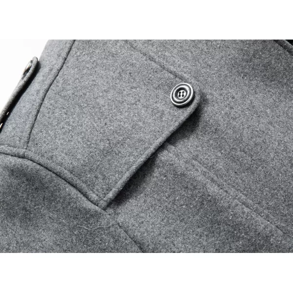 chouyatou Mens Winter Stylish Wool Blend Single Breasted Military PeacoatSolidgrey