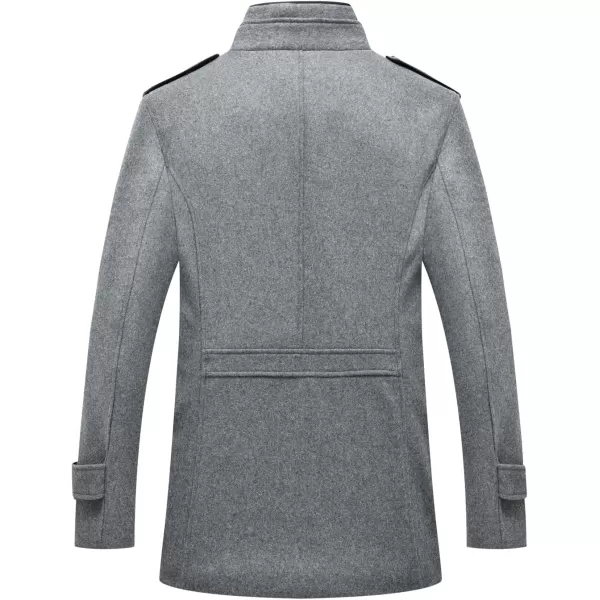 chouyatou Mens Winter Stylish Wool Blend Single Breasted Military PeacoatSolidgrey