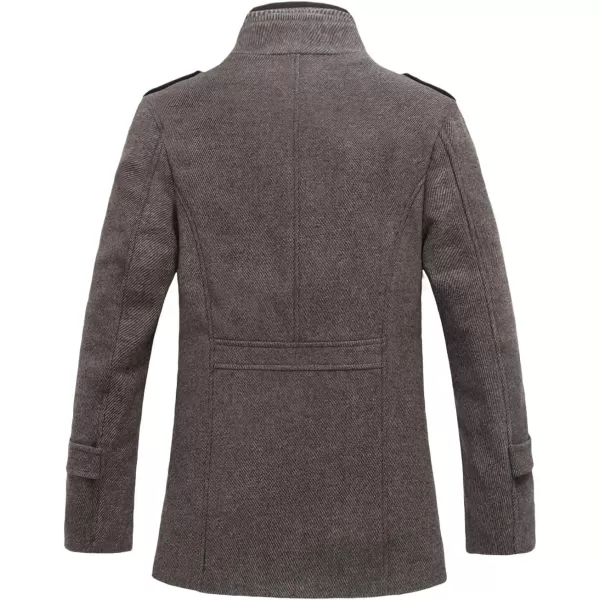 chouyatou Mens Winter Stylish Wool Blend Single Breasted Military PeacoatThickkhaki