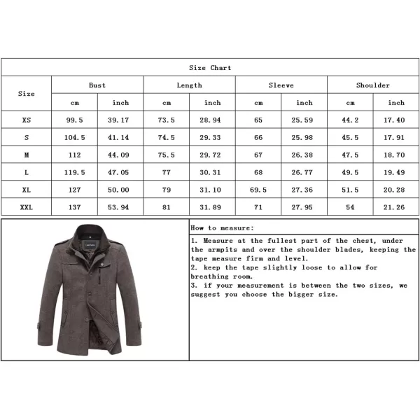 chouyatou Mens Winter Stylish Wool Blend Single Breasted Military PeacoatThickkhaki
