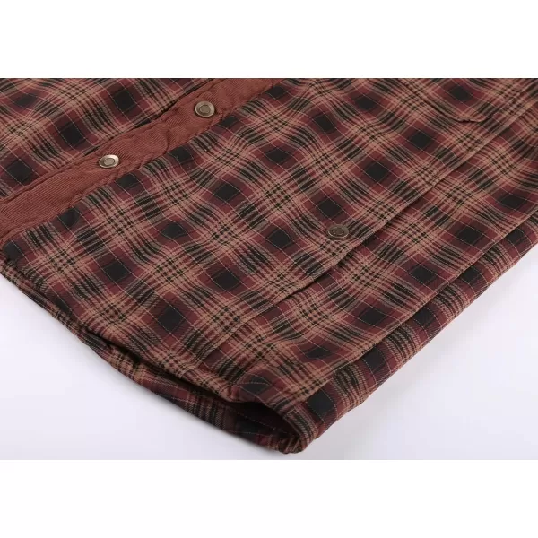 chouyatou Mens Winter Thick Fuzzy Sherpa Lined Corduroy Plaid Button Up Flannel Shirt JacketPlaidbrown