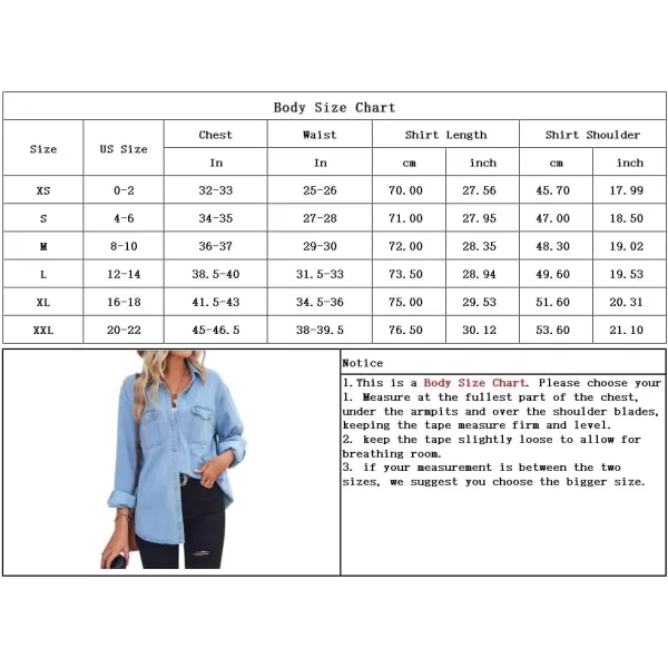 chouyatou Womens Spring Long Sleeve Denim Jean Shirts Button Down Shirt Business Casual TopsDark Blue