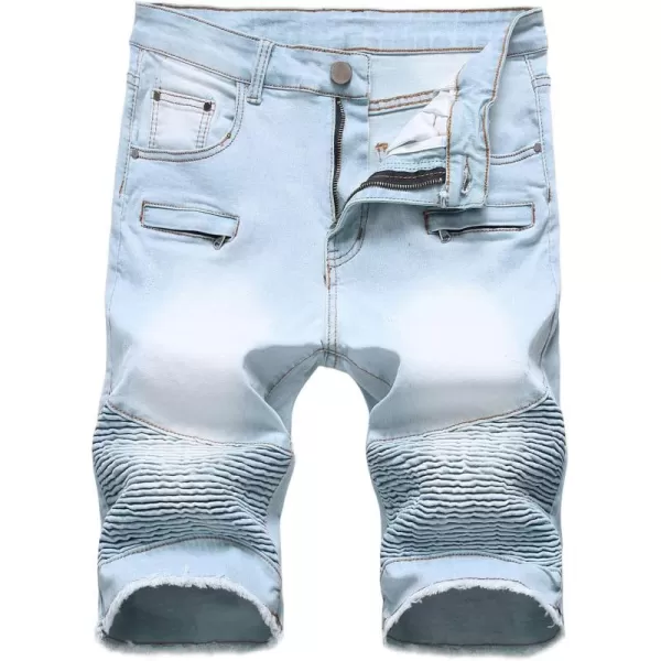 chouyatou Mens Cool Stylish Wrinkle Performance Slim Ripped Denim ShortsColor04