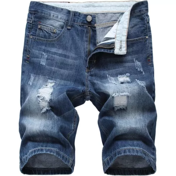 chouyatou Mens Cool Stylish Wrinkle Performance Slim Ripped Denim ShortsColor07