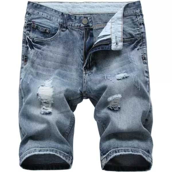 chouyatou Mens Cool Stylish Wrinkle Performance Slim Ripped Denim ShortsColor08