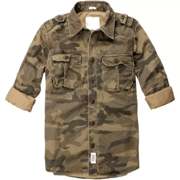 chouyatou Mens Outdoor Classic Chest Pocket Cotton Casual Long Sleeve Shirt JacketKhaki Camo