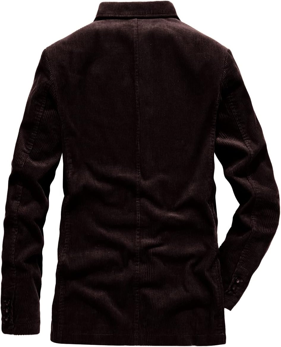 chouyatou Mens Vintage Casual Work Wear Corduroy Suit Blazer Jacket Sport CoatReddish Coffee