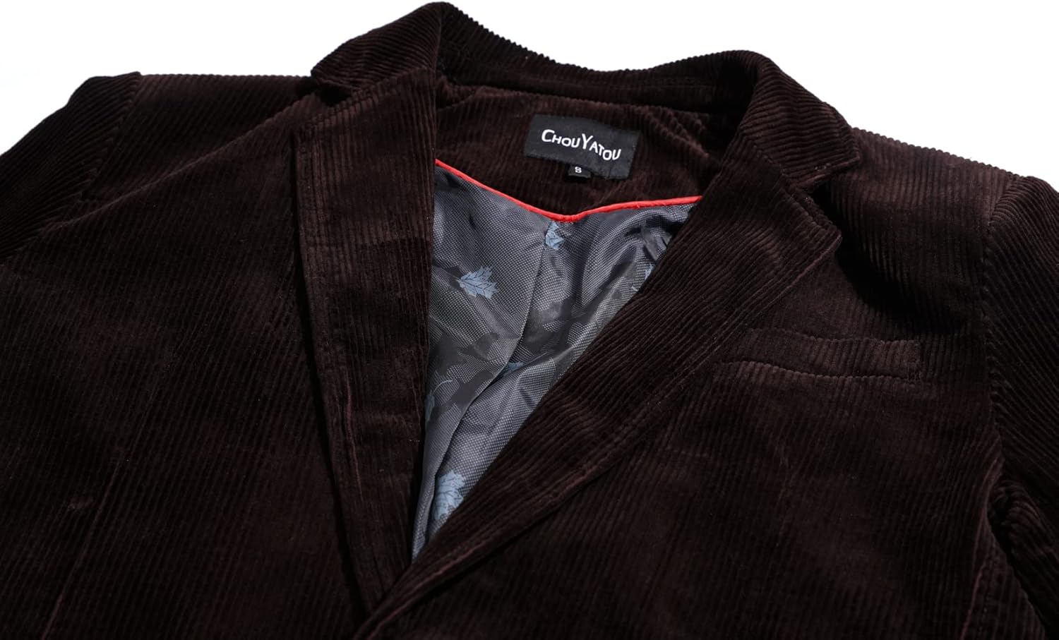 chouyatou Mens Vintage Casual Work Wear Corduroy Suit Blazer Jacket Sport CoatReddish Coffee