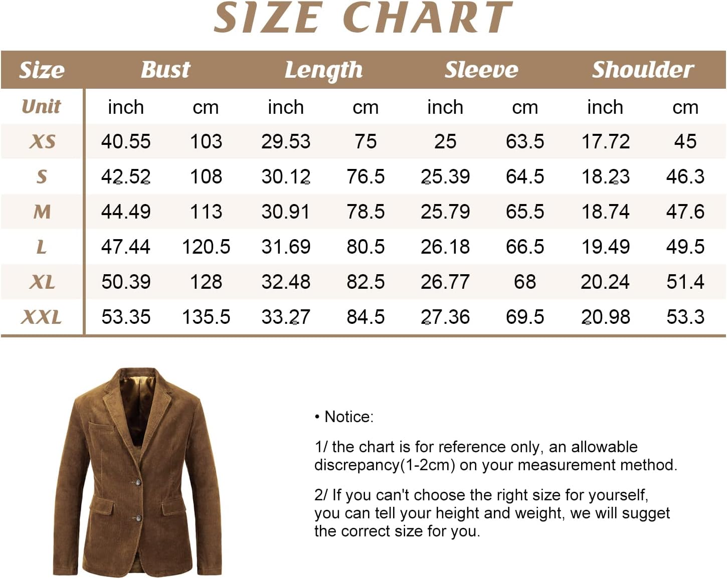 chouyatou Mens Vintage Casual Work Wear Corduroy Suit Blazer Jacket Sport CoatReddish Coffee