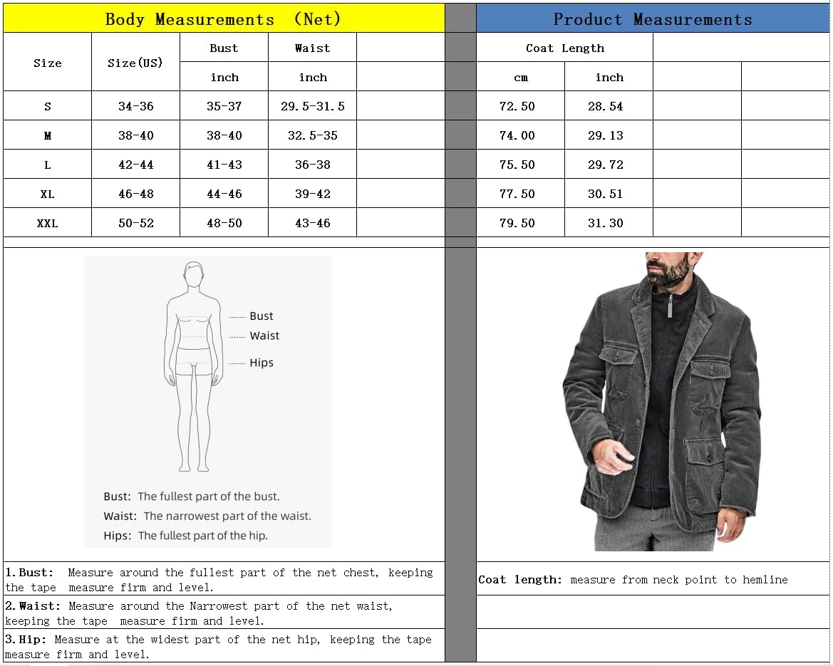 chouyatou Mens Vintage Corduroy Notched Lapel Button Down Business Blazer Jacket Sport CoatBlack