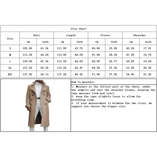 chouyatou Mens British Style Double Breasted Heavyweight Mid Long Wool Pea CoatBlue